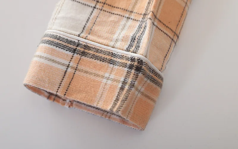 Пижама женская фланелевая окрашенная пряжа пижама с длинным рукавом из чистого