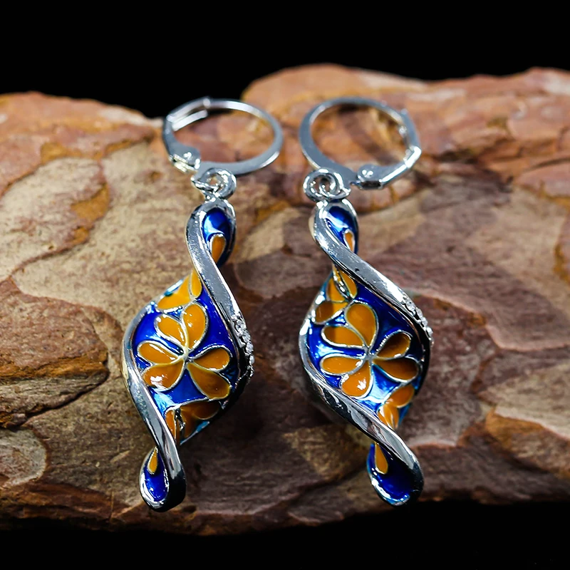 Винтажные висячие серьги Висячие Спиральные кольца креативные длинные подвески