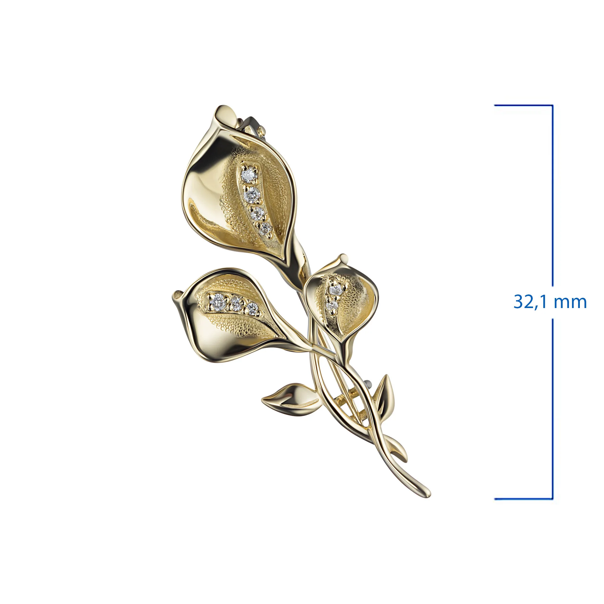 Brooch in yellow gold with diamonds e0301bsh08200116 | Украшения и аксессуары