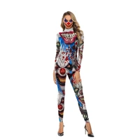 2020new carnival cosplay joker costume for women 3d print clown cosplay one piece jumpsuit bodysuit movie costumes catsuits