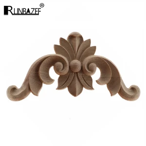 Деревянная аппликация RUNBAZEF Onlay деревянная Декаль, современное декоративное Европейское украшение, розовая Корона листья, деревянные Угловые статуэтки для дома