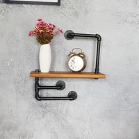 Industrial Pipe Wall Shelf Decorative Floating Hanging Metal & Wood Bookshelf Bookcase Perfect for Bathroom/Kitchen/ Living Room