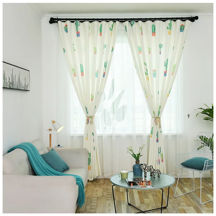 Простые современные скандинавские занавески для гостиной тропический кактус