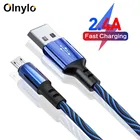 Olnylo 0,5 м1 м2 м 3A Micro USB кабель для синхронизации данных и быстрой зарядки провода для Samsung, Huawei, Xiaomi Note планшетный ПК с системой андроида и USB кабели для телефонов