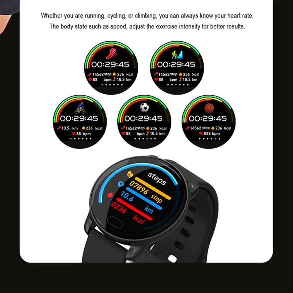 

K9 Smartwatch Women Men Sports Fitness Tracker IP67 Waterproof Heart Rate Blood Pressure Health Sleep Remote camera Smart watch