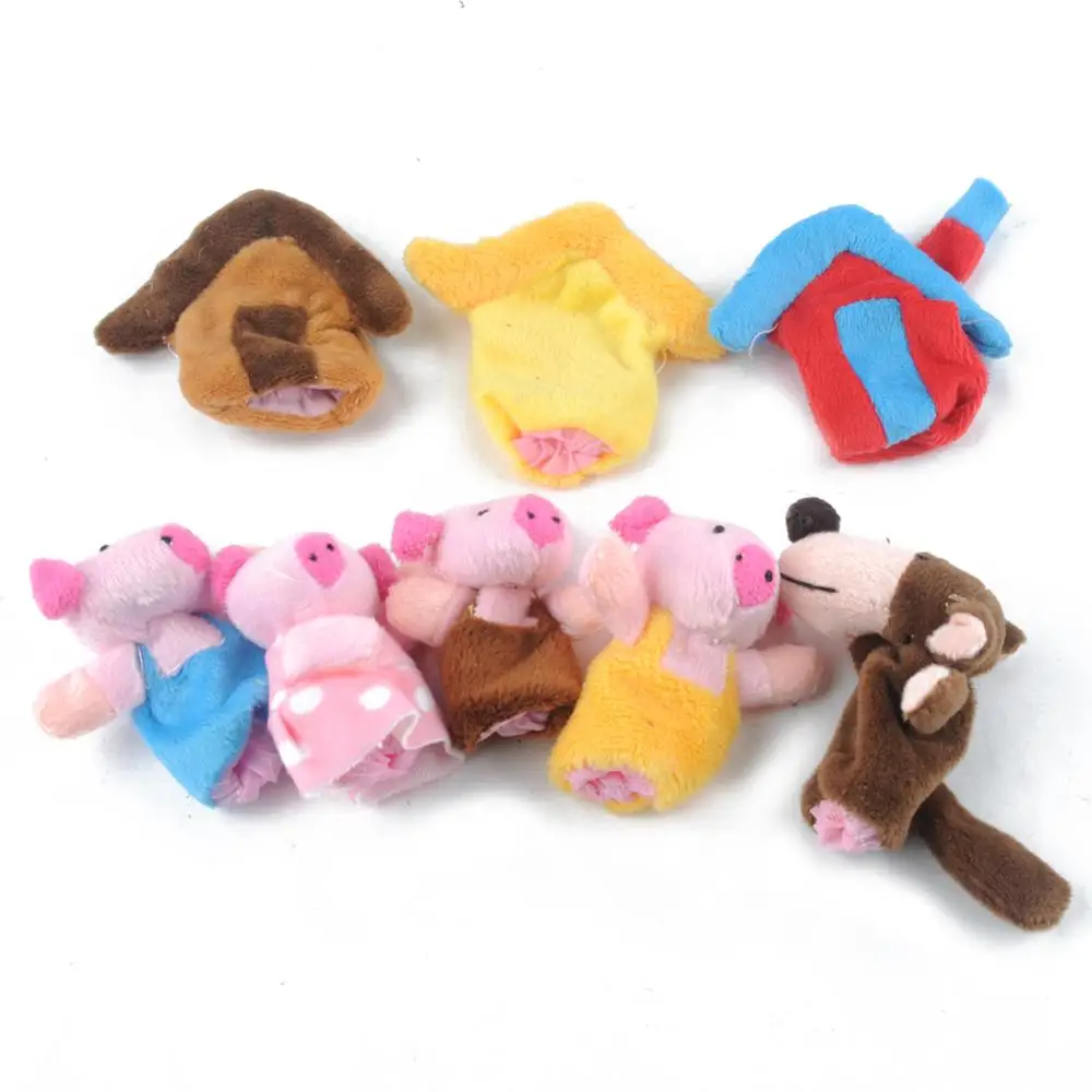 

8pcs/set 2020 New Three Little Pigs Finger Puppets Kids Educational Hand Story Toy for Boy Girl Finger Toy Doll Set