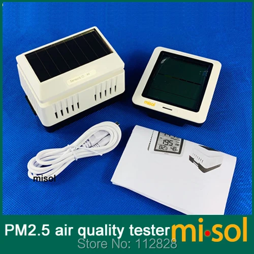 MISOL/1 единица PM2.5 тестер качества воздуха монитор Беспроводной, с внутренней температурой и влажностью, на солнечных батареях