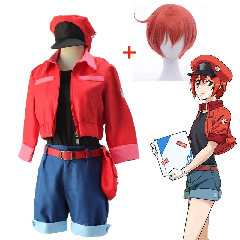 Женский костюм для косплея Hataraku Saibou красный полный комплект|Страшные костюмы| |