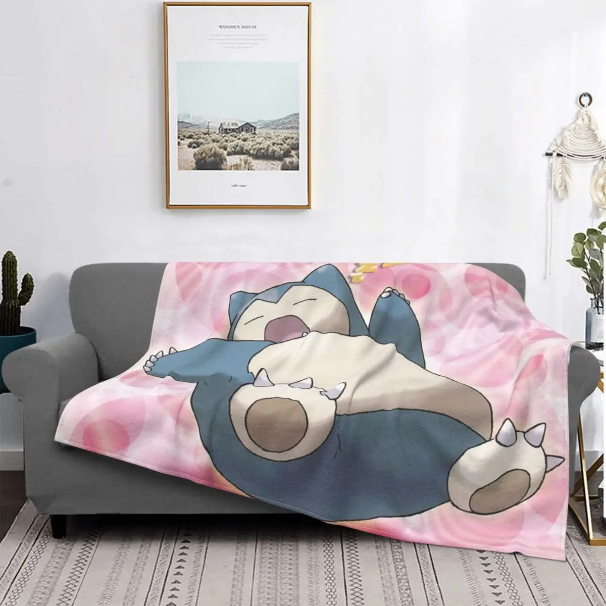 

Snorlax Pictures Blankets Flannel Textile Decor Cute Anmie Multi-function Soft Throw Blankets for Sofa Couch Plush Thin Quilt