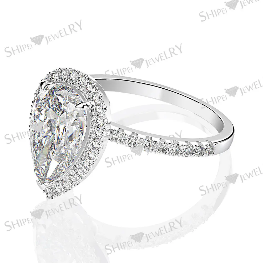 Капли воды 5ct Moissanite набор колец с бриллиантами 100% оригинал серебро 925 пробы