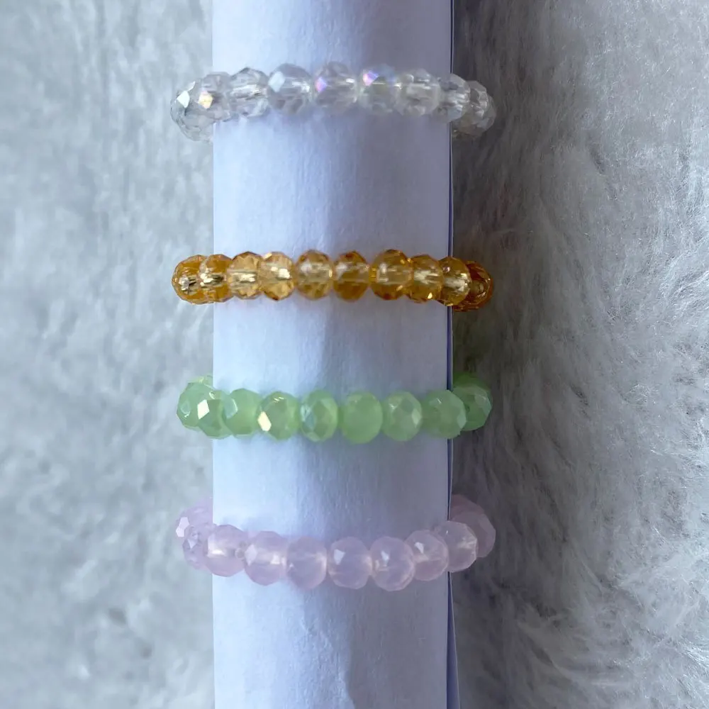 Женские эластичные кольца с кристаллами и бусинами корейские цветные бусы