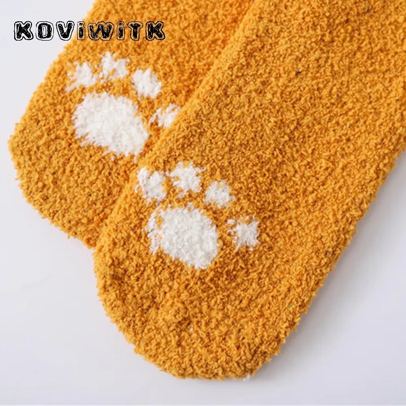 Cartoon Coral Velvet Bear Thickning Socks women cotton Lovely Plush Harajuku Warm Thick sock lady funny cute  Female kawaii sox