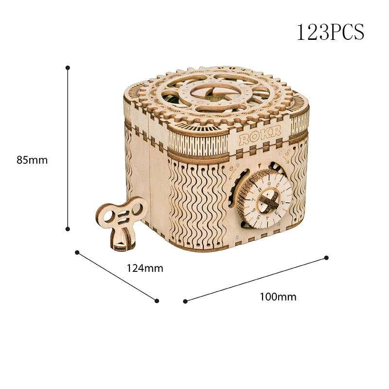 3D Wooden Mechanical Transmission Model Creative Toy Password Box Jewelry Box Perpetual Calendar Pendulum Birthday Gift - Цвет: B