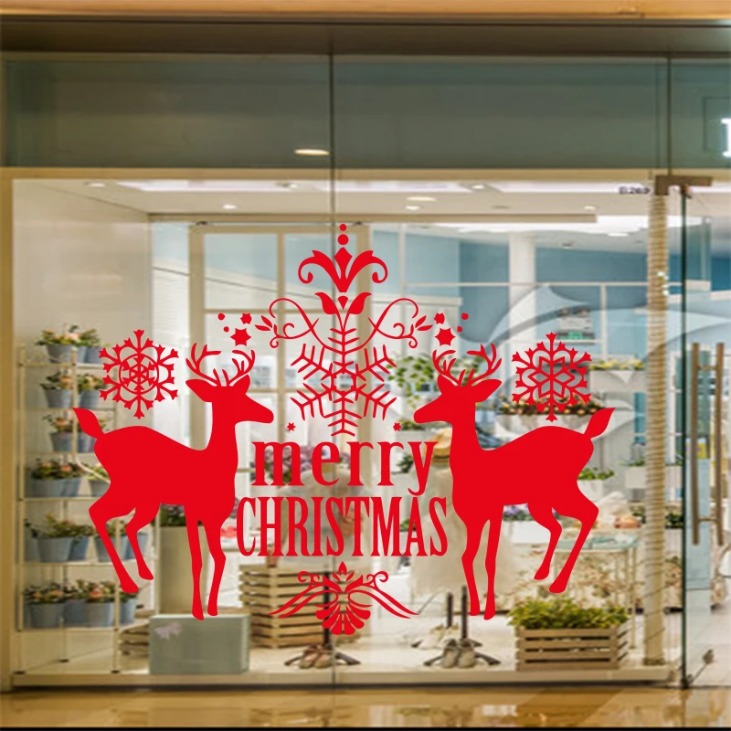 2021 новый год Наклейка на стену Рождество дома витрину наклейки украшение