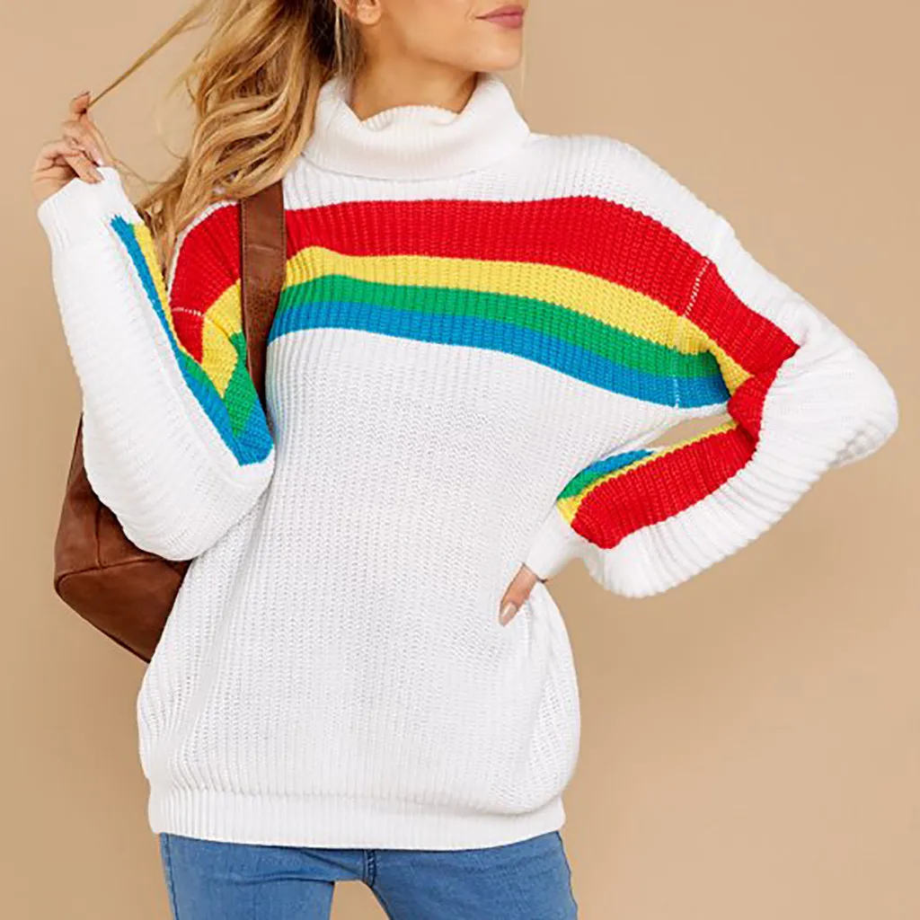 Женские свитера Модный осенне-зимний женский вязаный свитер с длинным рукавом в