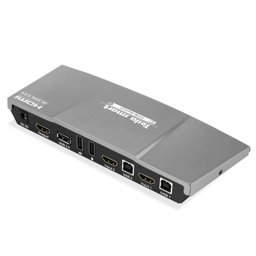 Tesla smart HDMI KVM Switch 4K x 2K@ 60Hz 4:4:4 Ultra HD 2x1 HDMI Switch KVM 1080P 3D с ИК-пультом дистанционного управления до 2 компьютеров