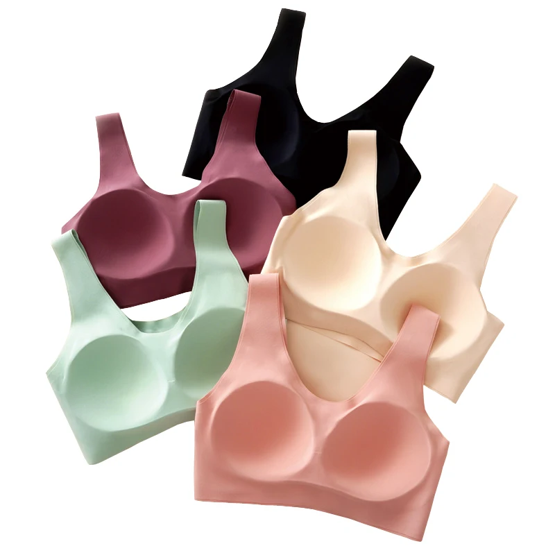 SofbeauForY Light Air Inner Cup Underwear Integrated Bra One Piece Seamless Bra Black Technology Non-sense Vest Women