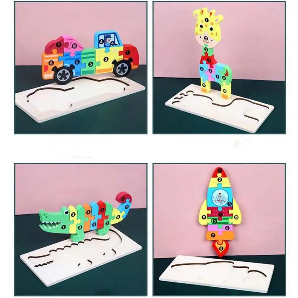 

Kuulee Wooden Kids Building Block Learning Early Education Toy Puzzle Game Gift