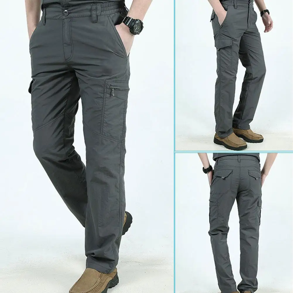 Мульти карман Штаны Для Мужчин's быстросохнущие штаны свободного кроя