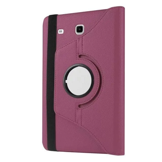 360 RotatingCover для samsung Galaxy Tab E 9," SM T560 T561 кожаный чехол для планшета с подставкой для samsung Galaxy Tab E Чехол+ пленка - Цвет: purple
