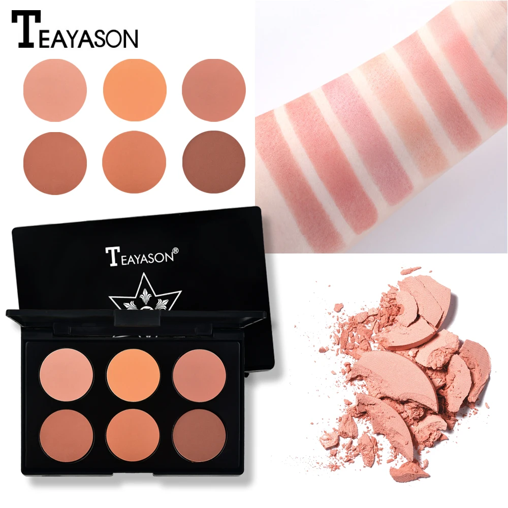 6 цветов палитра румян для лица натуральная пудра румяна женщин макияж