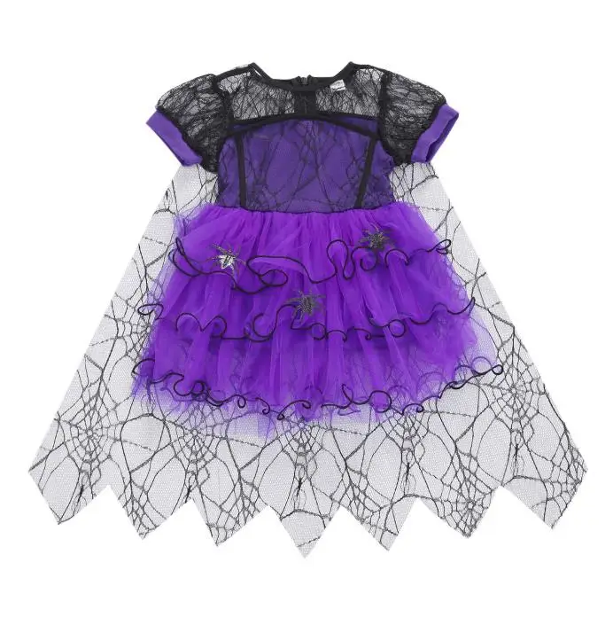 Фото Toddler Baby Girls Halloween Costume Cute Spider Web Tulle Cloak Dress Party Princess Dresses Clothes №5