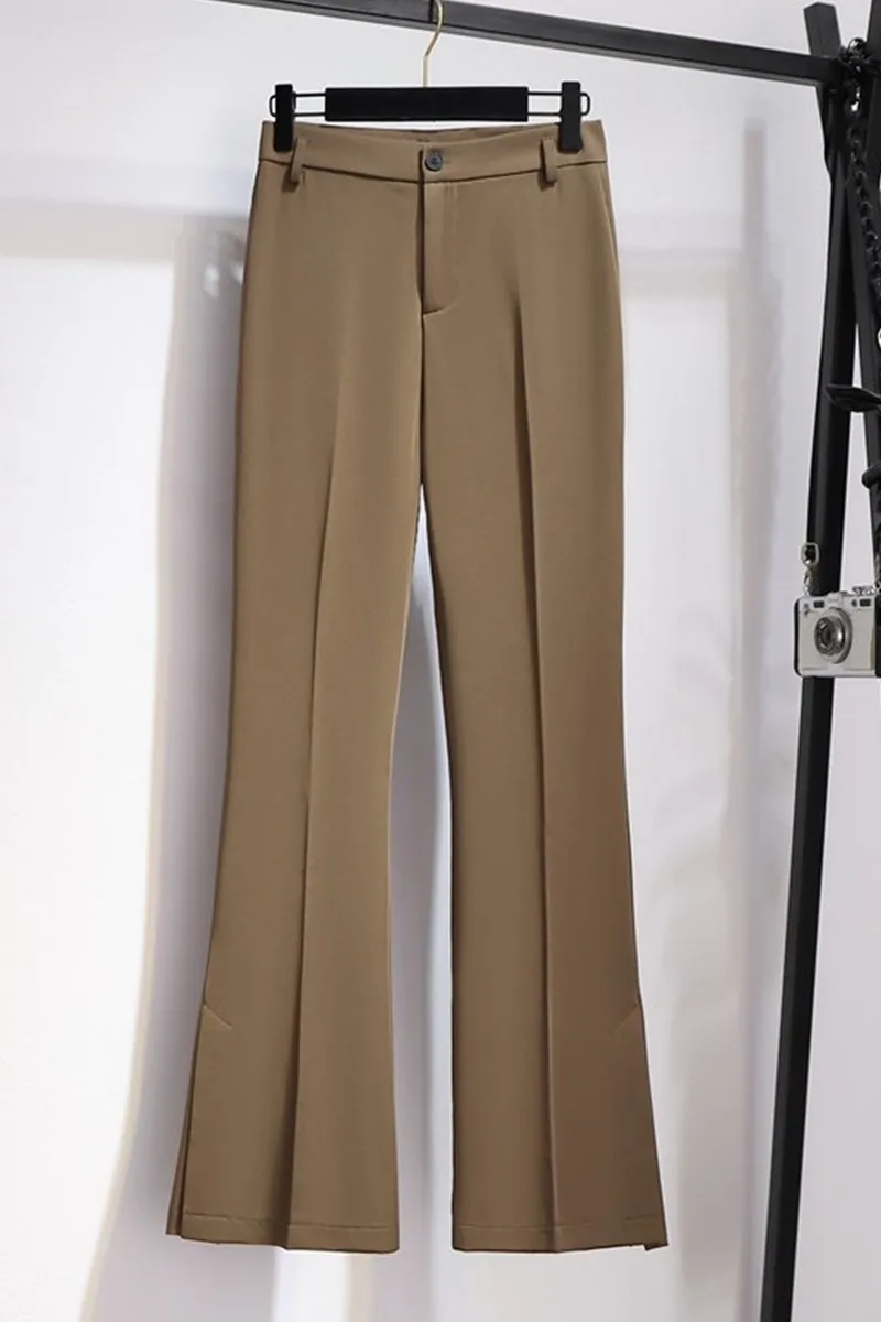 Брюки женские драпированные с разрезом повседневные штаны высокой талией брюки