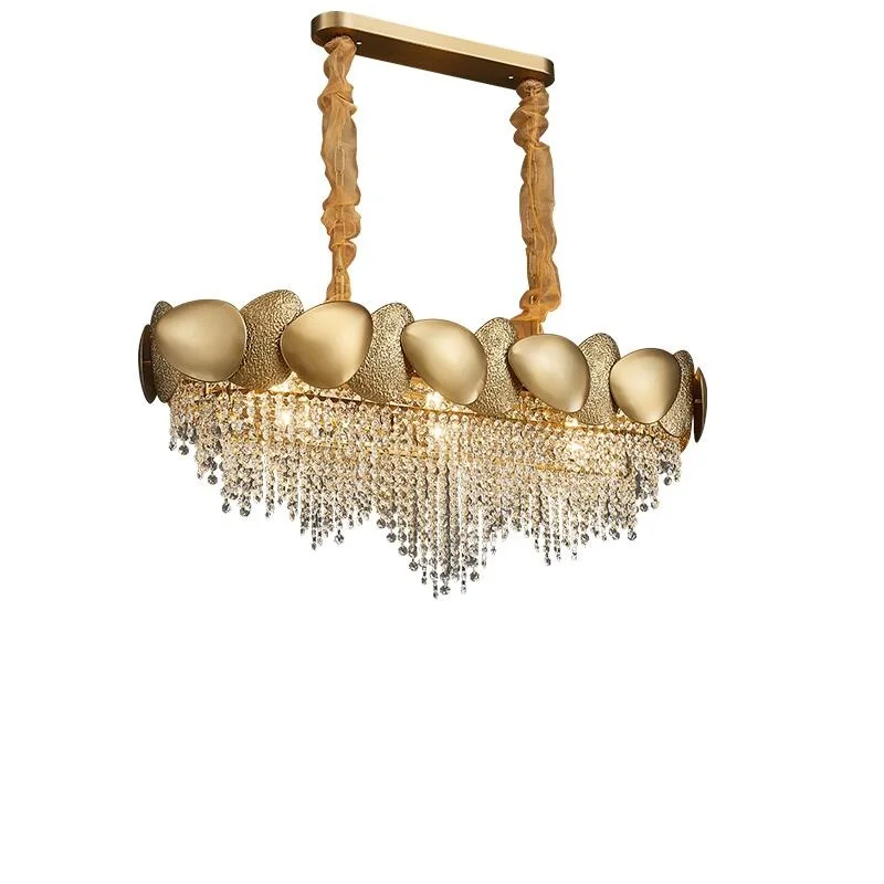 Современная роскошная хрустальная люстра прямоугольная Золотая Светодиодная