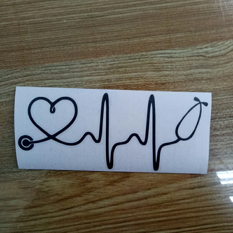 

15*6.3cm Car Stickers Nurse Stethoscope Heartbeat Vinyl Decal Stickers waterproof Window Truck Novelty JDM Drift Car Accessories