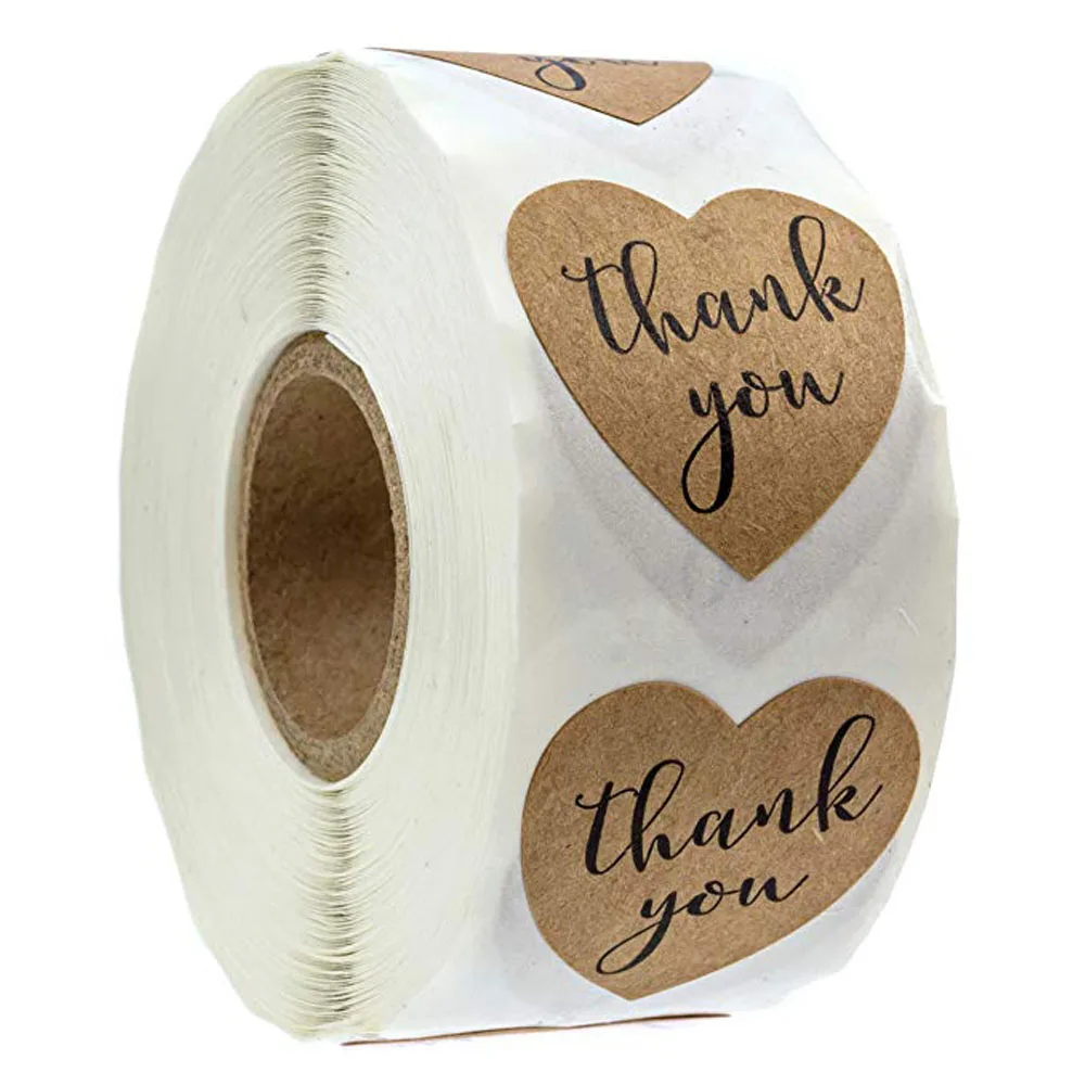 

Round Brown Kraft label sticker hreat shape thank you sticker scrapbook 1 inch wedding envelope handmade stationery sticker