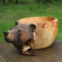 hand carved wooden bowl nordic same animal rubber wooden water cup and bowl craft household goods decorative ornaments dual use