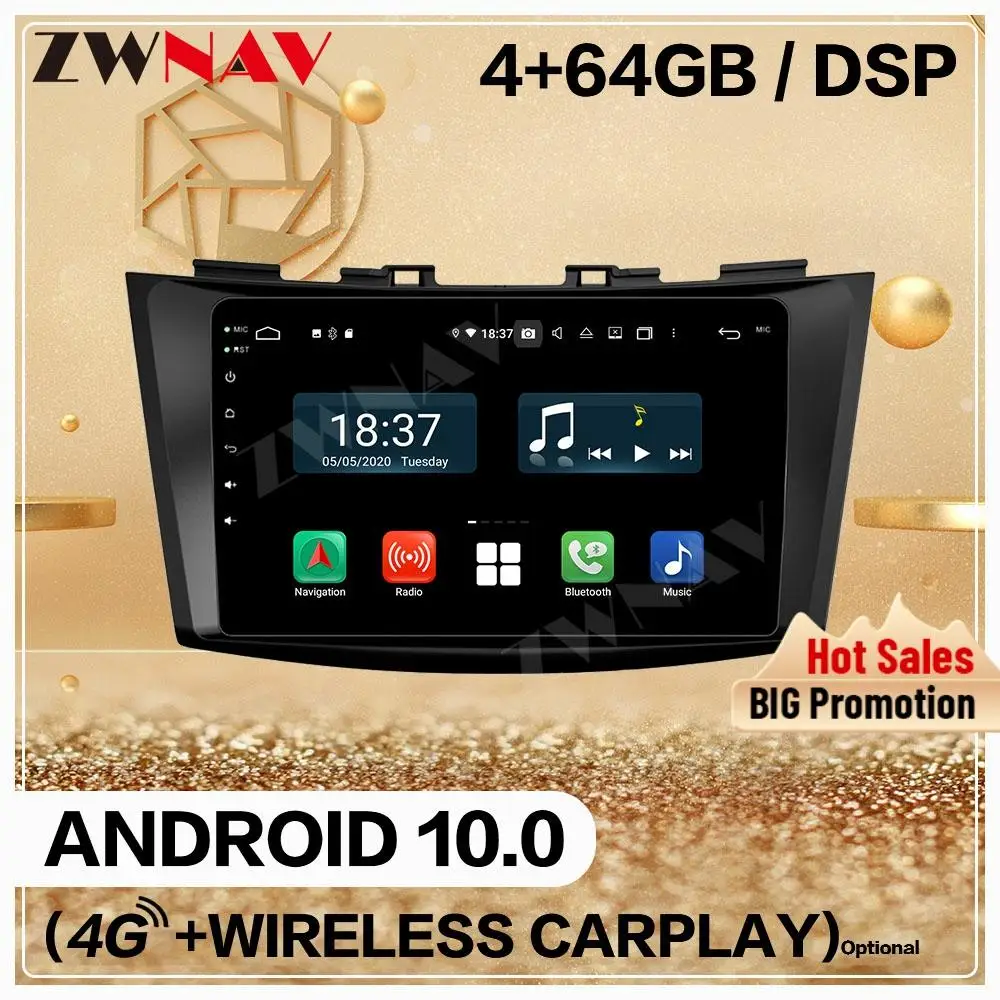 128GB Carplay 2 Din For Suzuki Swift 2013 2014 2015 2016 Android 10 Screen Multimedia Player Audio Radio GPS Navi Head Unit Auto - купить по