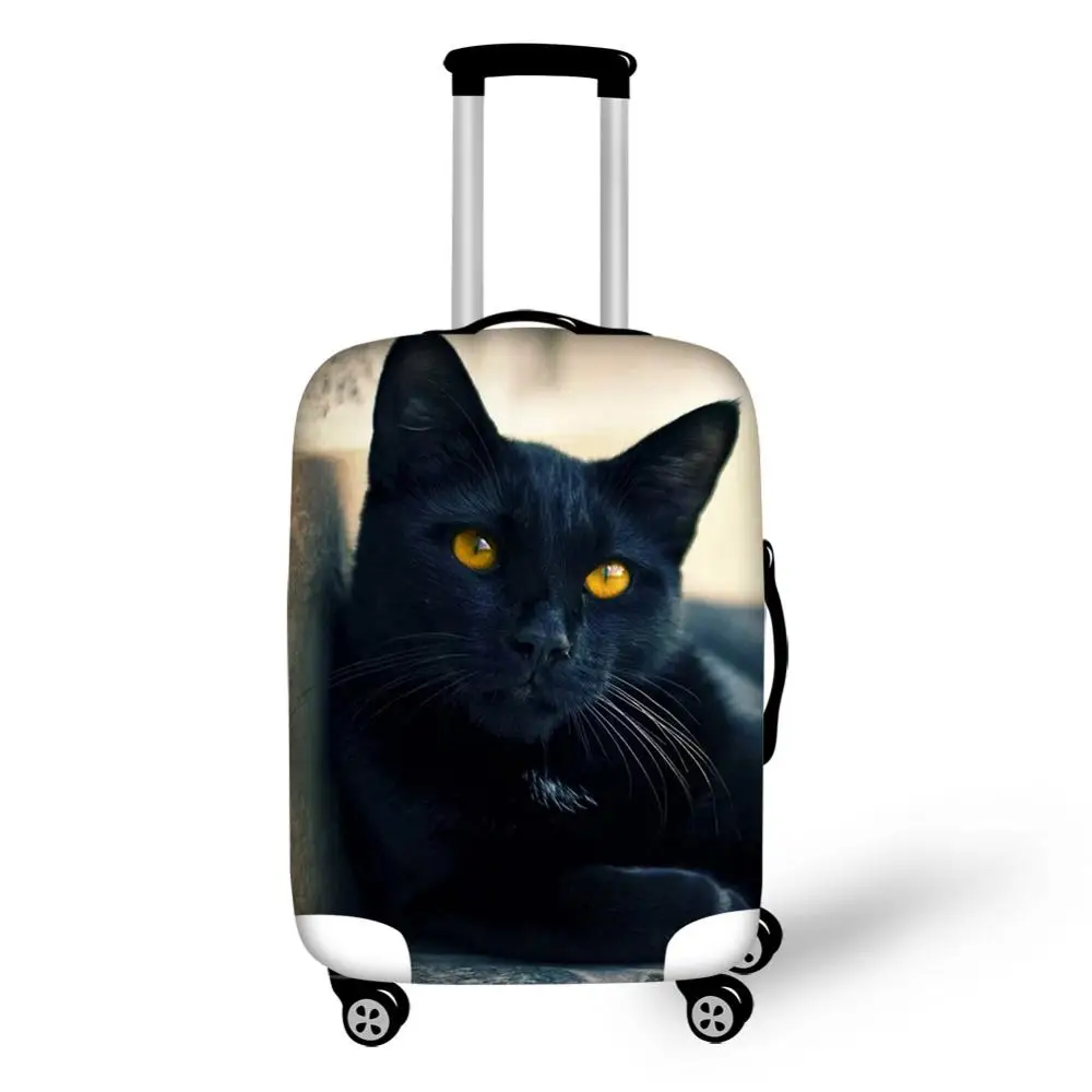 HaoYun Protective Suitcase Cover Black Cats Print Elastic Dustp-roof Luggage Cover Fantasy Animal Water-proof Travel Accessories