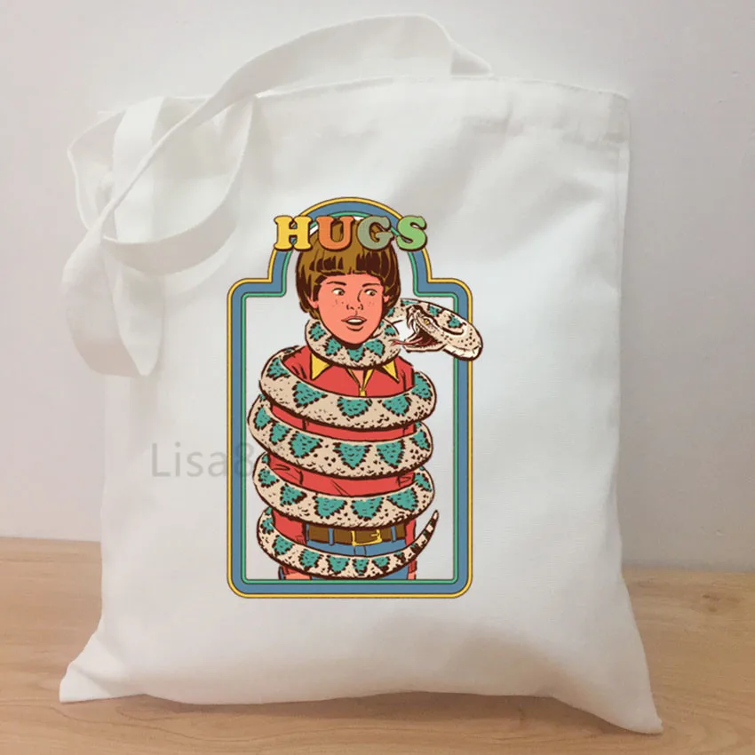 Обнимающая змеиная холщовая женская сумка большая вместительность простые