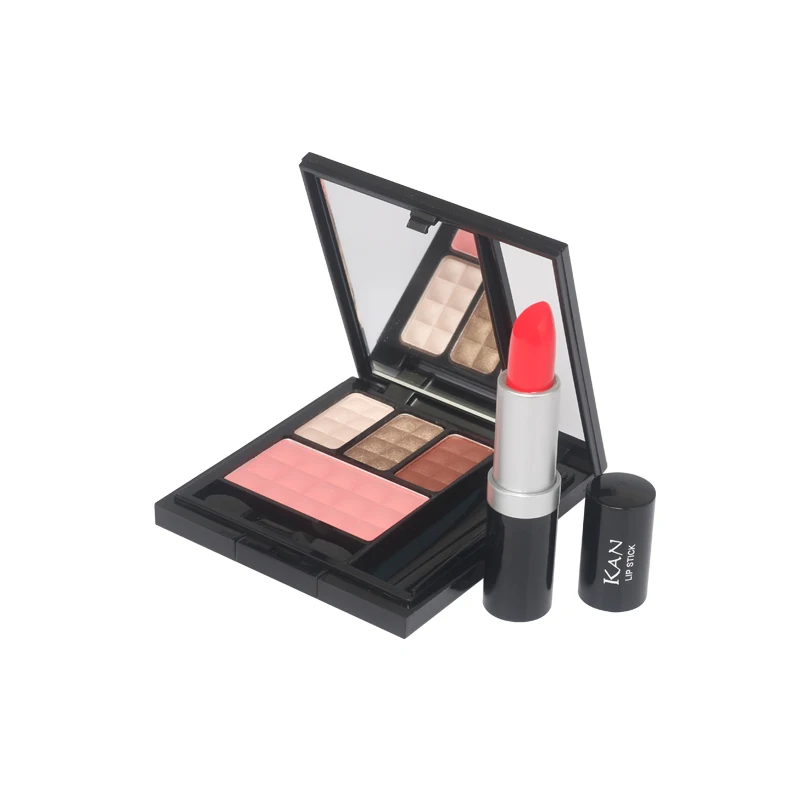 Набор теней для век горячая Распродажа 3 цвета румяна помада комбинация