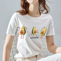 summer womens t shirts kawaii cartoon avocado pattern ladies tops female white all match o neck short sleeve tees clothing