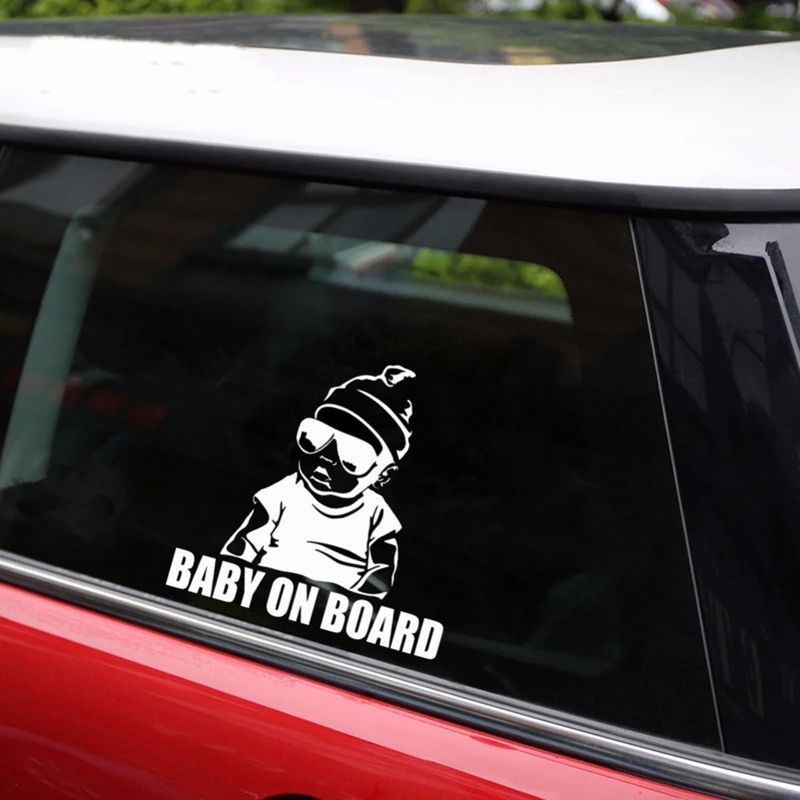 

15.5*15.2cm Car Sticker Baby On Board Funny Decal Reflective Laser 3D Sticker Vinyl Motorcycle Car Styling Black Silver