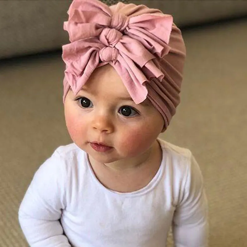 Детская шапка бини с узлом милая мягкая Шапка тремя бантами для новорожденных