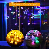 led curtain fairy string lights indoor waterproof window star moon shaped garland lamp wedding christmas home party decor gift