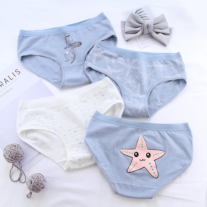 Нижнее белье для девочек 6 шт./пакет Новые Красивые хлопковые трусы со средней