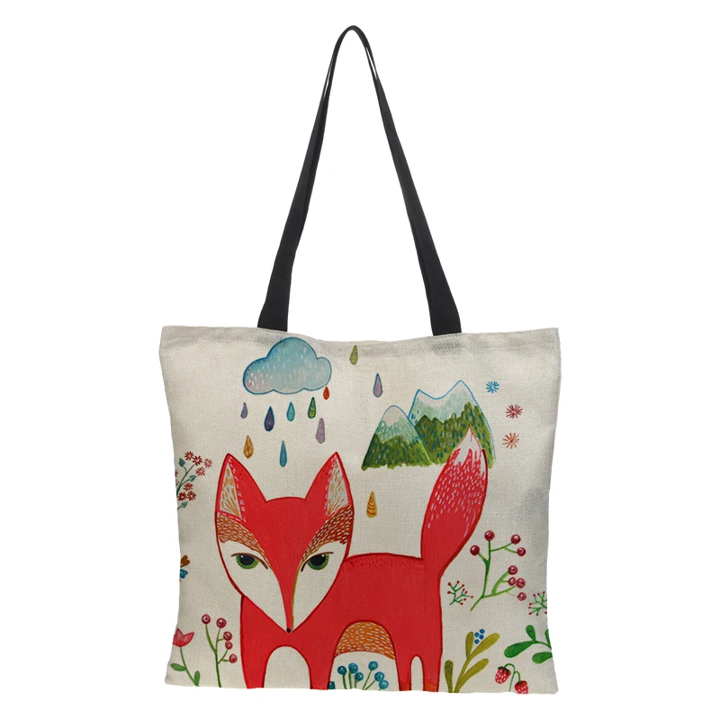 Индивидуальная мультяшная Сумка тоут с принтом кошки для женщин многоразовые