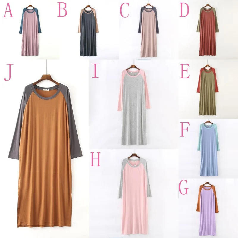 

New Loose Modal Nightdress Pregnant Women Plus Fat Large Size Long Sleeve Dress