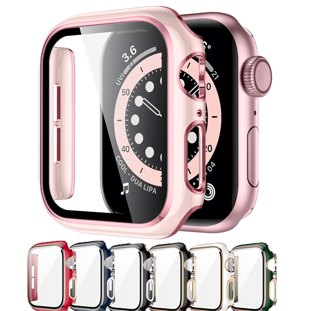 

Glass+Cover For Apple watch series 3 4 5 6 SE Accessories Tempered Glass Screen Protector Apple Watch case 44mm 40mm 42mm 38mm