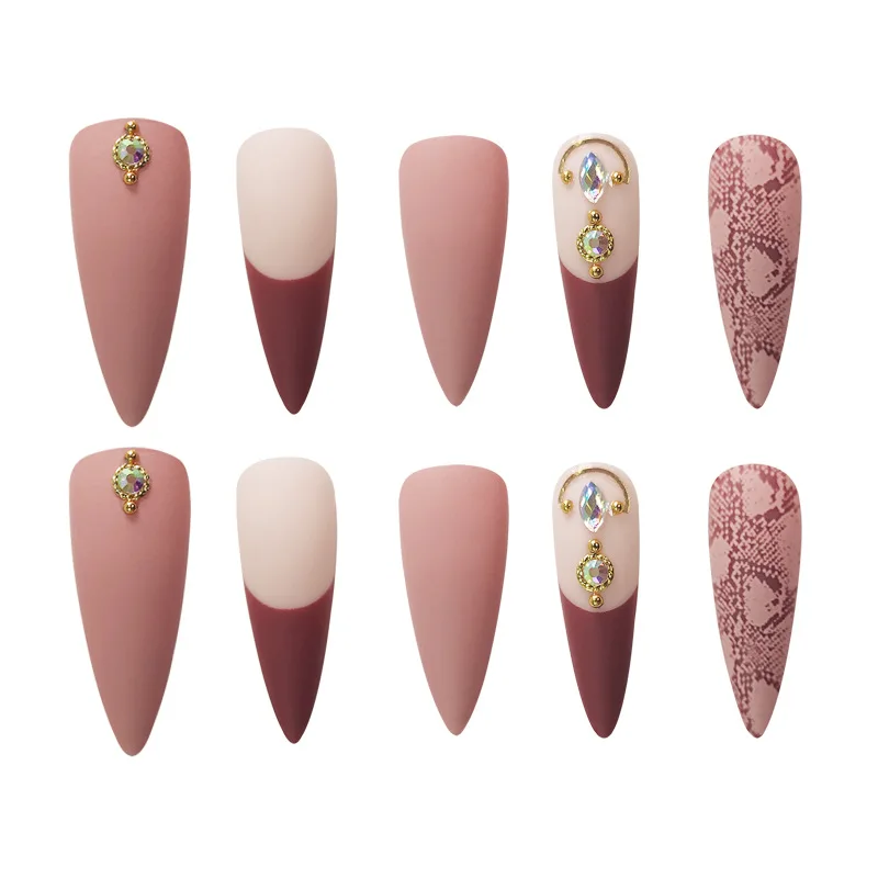 

Nail tips stiletto Beauty with Long Pointed Shape Color Mosaic Elegant Detachable Long Lasting Suit for Women's Daliy Life