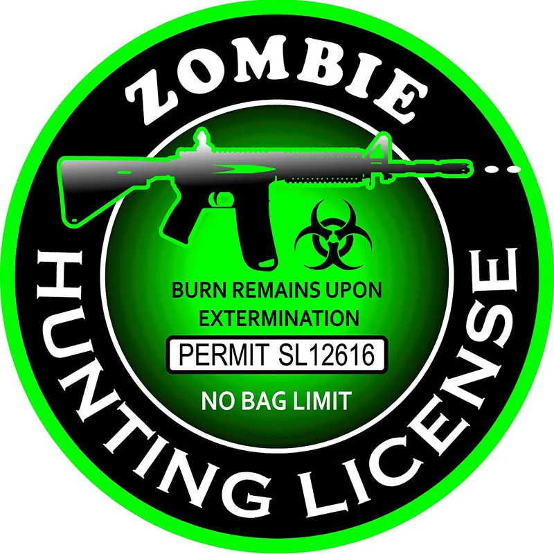 

Creative Zombie Hunting License Car Sticker Motorcycle Accessories Cover Scratches Waterproof PVC 16cm X 16cm