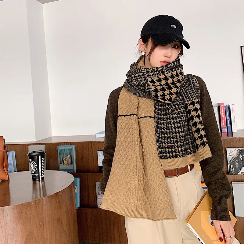 2020 роскошный брендовый твидовый шарф для женщин клетчатый вязаный шерстяной