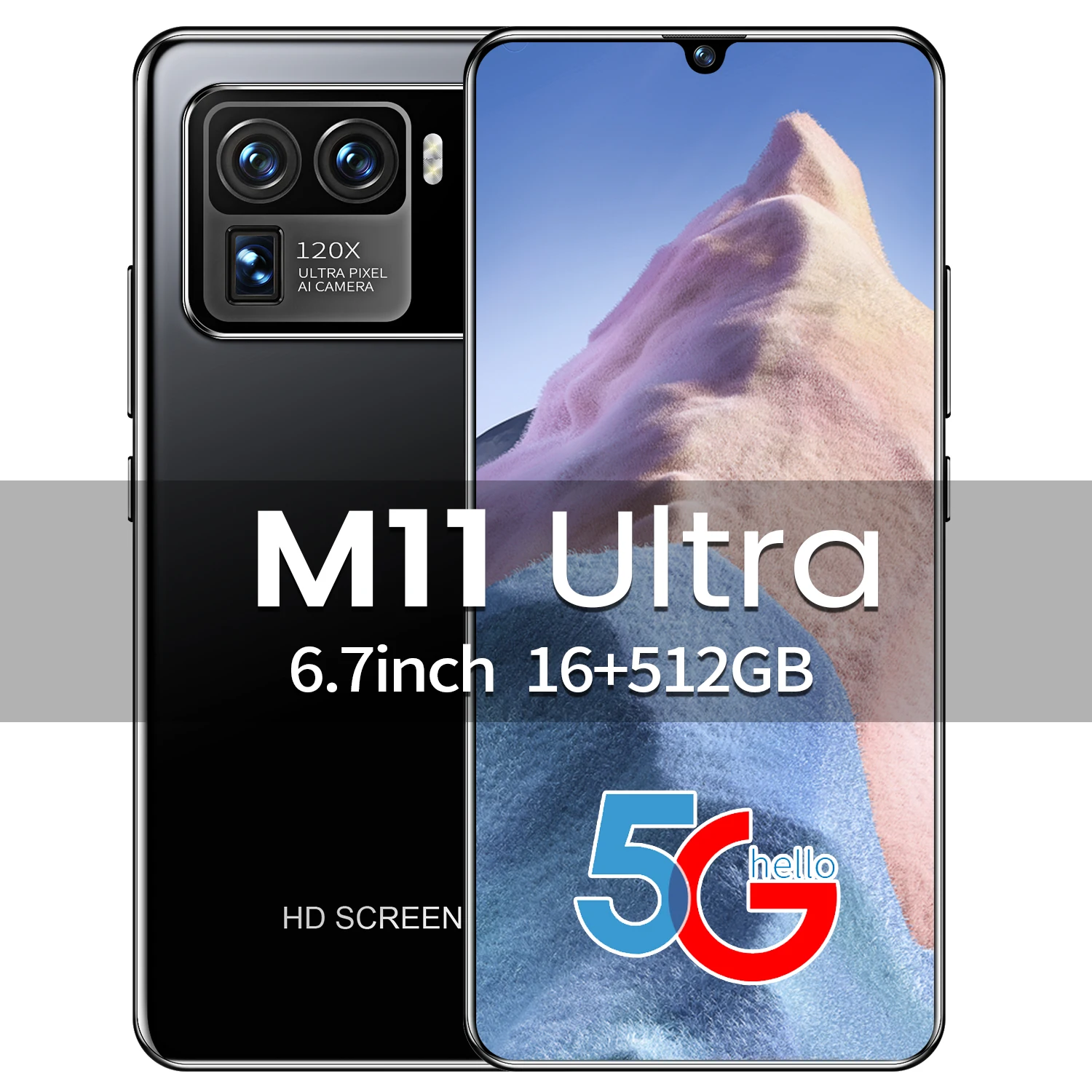 Новое поступление 2021 M11 Ultra 16 + 512 ГБ 5G диапазоны LTE 6800 мАч 10 ядро Andriod смартфон MTK6889