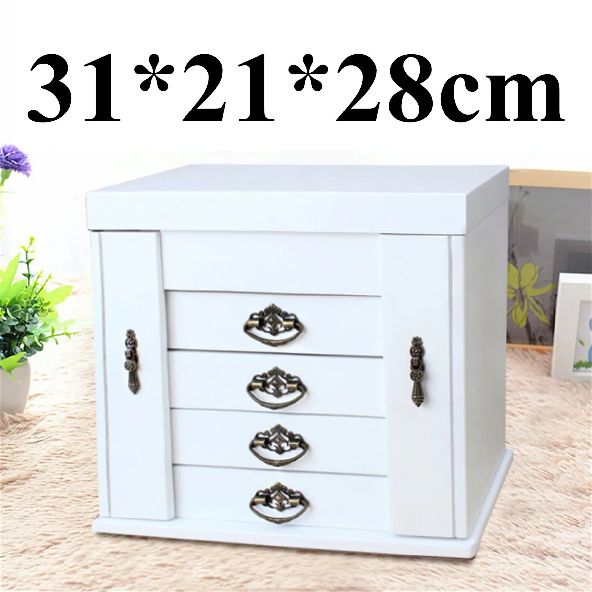 Большая многослойная деревянная шкатулка в стиле ретро роскошная для ювелирных