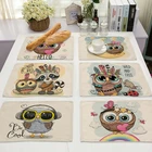 Коврик для кухни, из хлопка и льна, с рисунком совы, 42 х32 см, 1 шт., ML0007