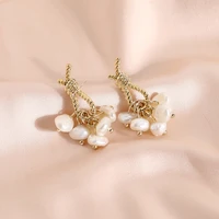 s925 silver ear needle stud earrings natural irregular pearl with brasst pin9 labour14k gold korea jewelry for women hyacinth